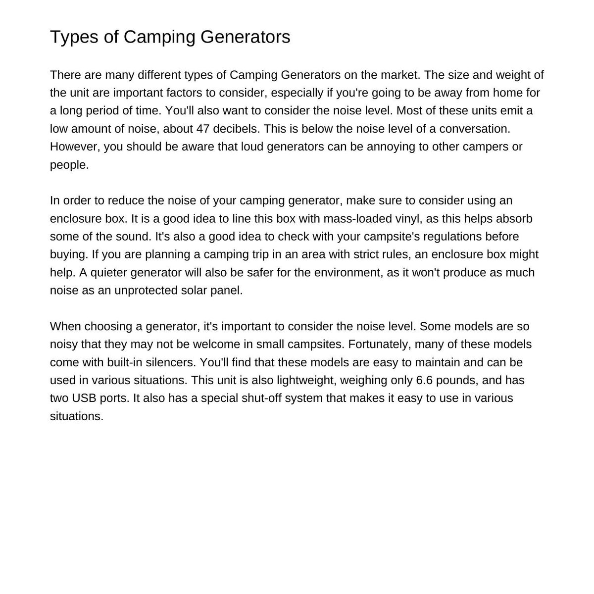 Types of Camping Generators Explained for Outdoor Adventures